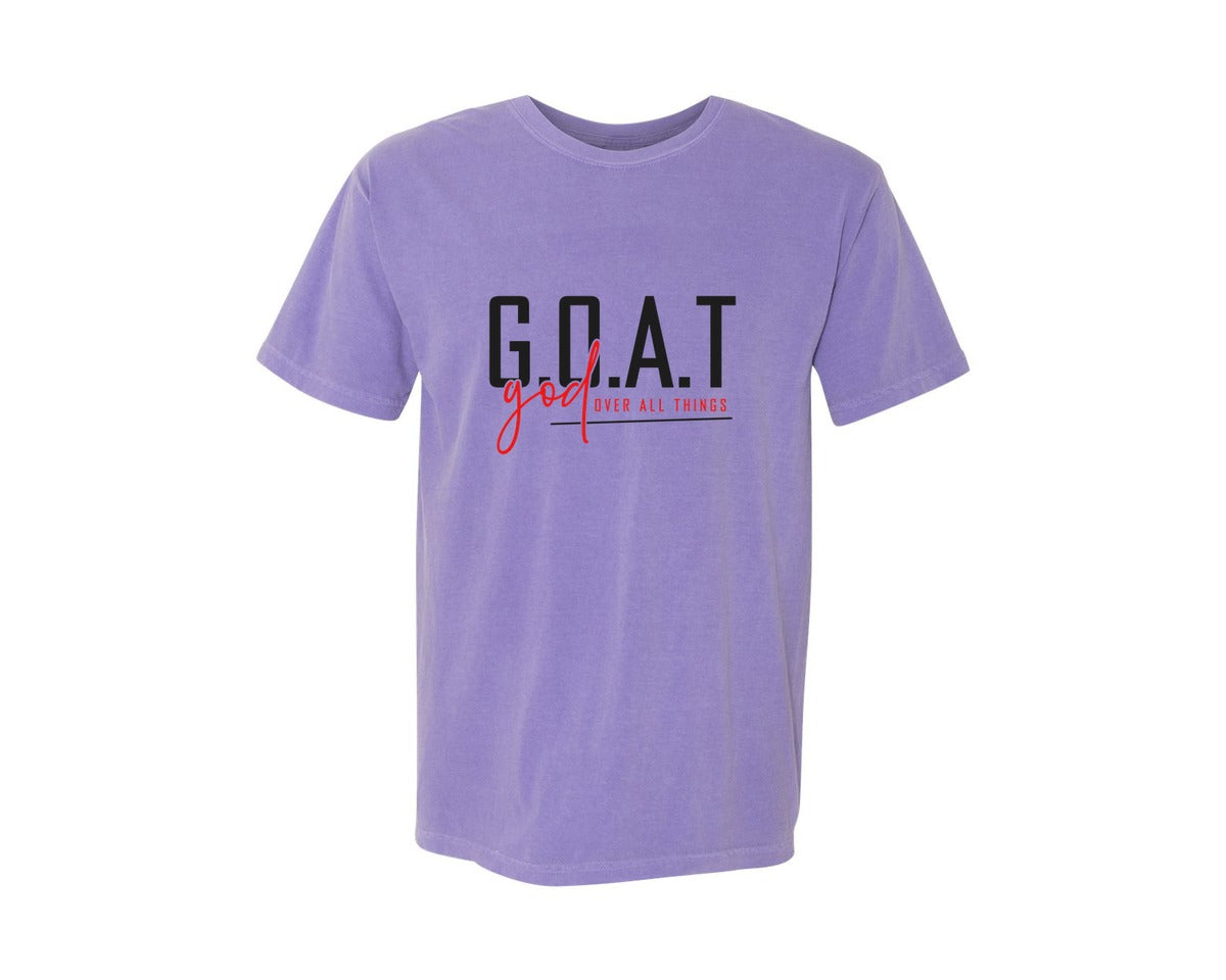 brand:Comfort Colors|color:Violet|God Over All Things Shirt Design Graphic T-Shirt