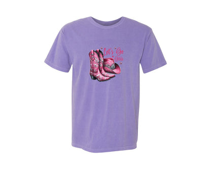 brand:Comfort Colors|color:Violet|Lets Go Girls Cowgirl Boots 2 Graphic T-Shirt