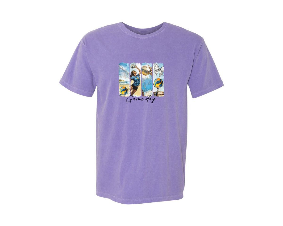 brand:Comfort Colors|color:Violet|Volleyball Game Day 3 Graphic T-Shirt