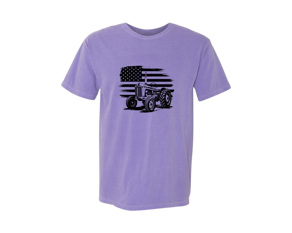 brand:Comfort Colors|color:Violet|Tractor Flag Vector T Shirt Design Graphic T-Shirt