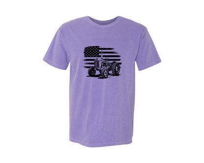 brand:Comfort Colors|color:Violet|Tractor Flag Vector T Shirt Design Graphic T-Shirt