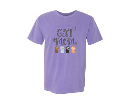 brand:Comfort Colors|color:Violet|Cat Mom Cute Crazy Cat Lady Quote 2 Graphic T-Shirt
