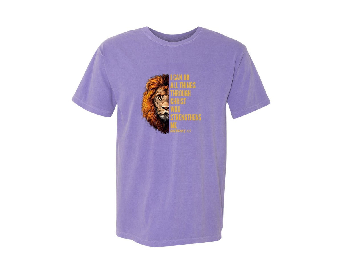 brand:Comfort Colors|color:Violet|I Can Do All Things Through Christ 19 Graphic T-Shirt