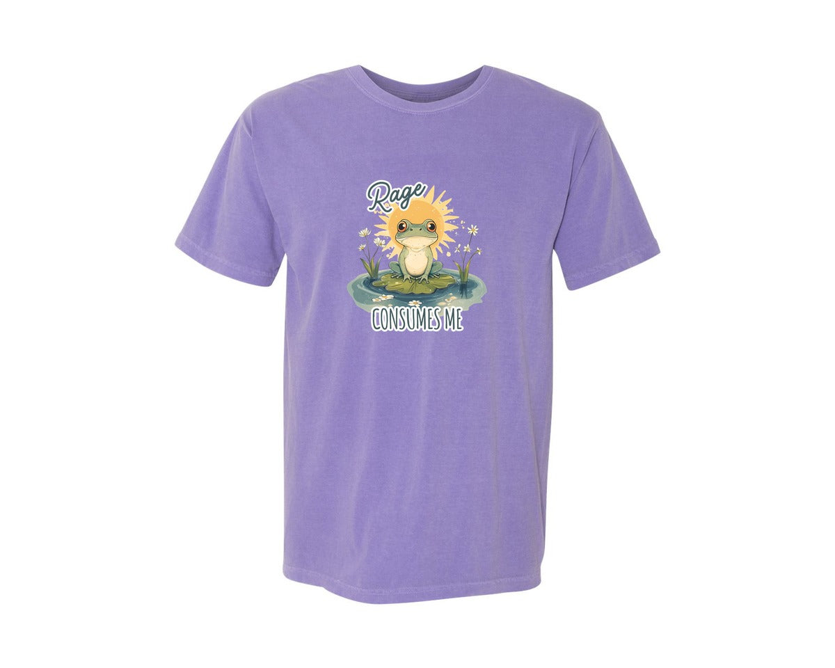brand:Comfort Colors|color:Violet|Rage Consumes Me Funny Frog T Shirt Graphic T-Shirt