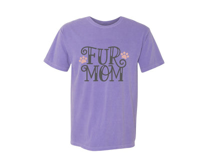 brand:Comfort Colors|color:Violet|Fur Mom Cute Crazy Cat Lady Quote 2 Graphic T-Shirt