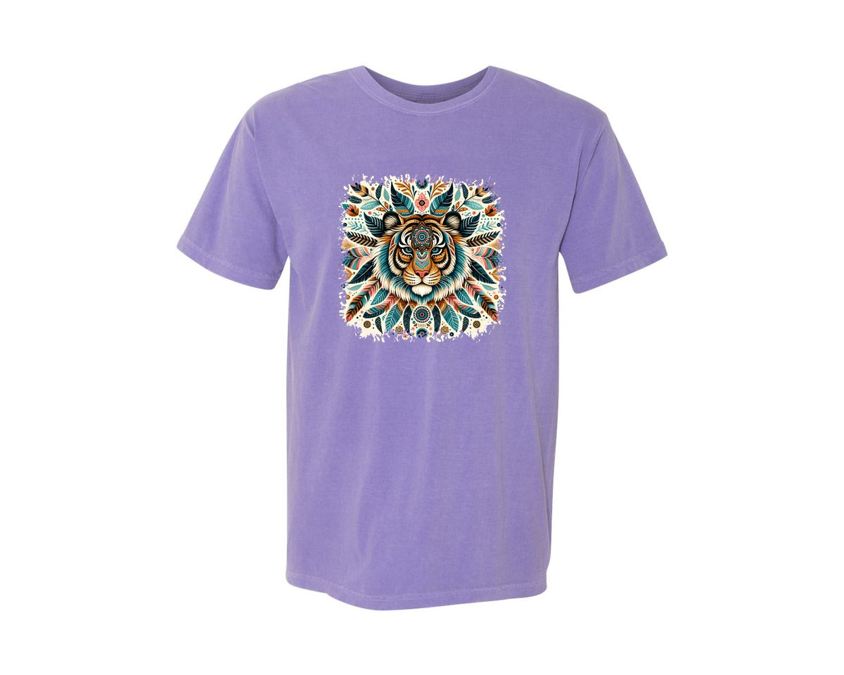 brand:Comfort Colors|color:Violet|Animal Mandala Square Tshirt 14 Graphic T-Shirt