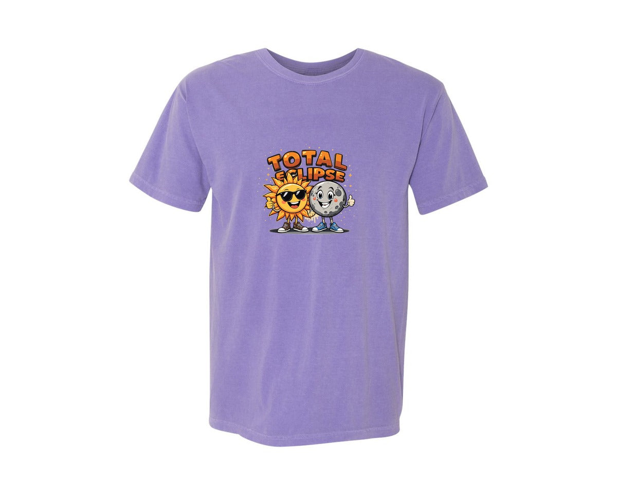 brand:Comfort Colors|color:Violet|Eclipse Cartoon T Shirt Design Graphic T-Shirt