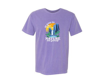 brand:Comfort Colors|color:Violet|Be Kind To Nature And Yourself Graphic T-Shirt