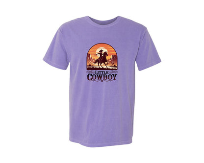 brand:Comfort Colors|color:Violet|Little Cowboy Western Horse Riding 2 Graphic T-Shirt
