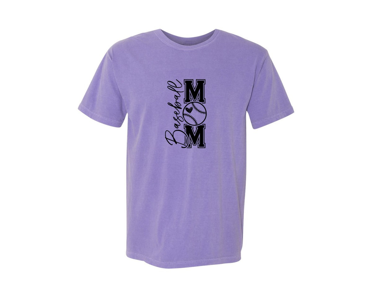 brand:Comfort Colors|color:Violet|Baseball Mom Baseball Mom 2 Graphic T-Shirt