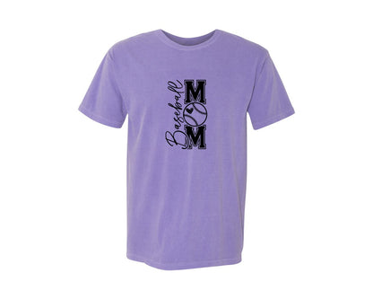 brand:Comfort Colors|color:Violet|Baseball Mom Baseball Mom 2 Graphic T-Shirt