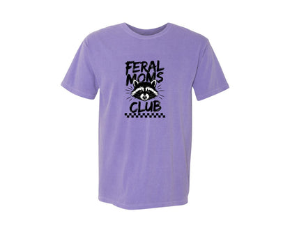 brand:Comfort Colors|color:Violet|Feral Moms Club Mom Life Raccoon Graphic T-Shirt