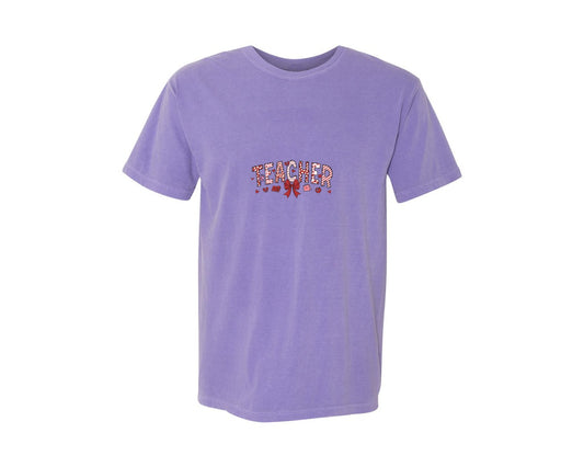 Teacher Valentine Bow Coquette Doodle Graphic T-Shirt