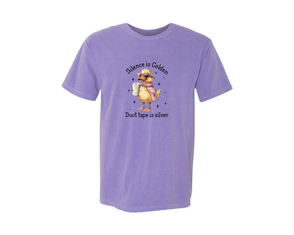 brand:Comfort Colors|color:Violet|Silence Is Golden Sarcastic Funny Graphic T-Shirt