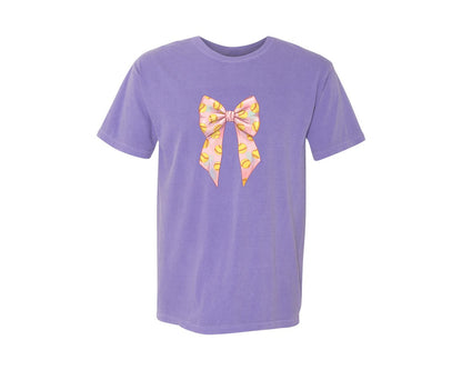 brand:Comfort Colors|color:Violet|Softball Bow Graphic T-Shirt