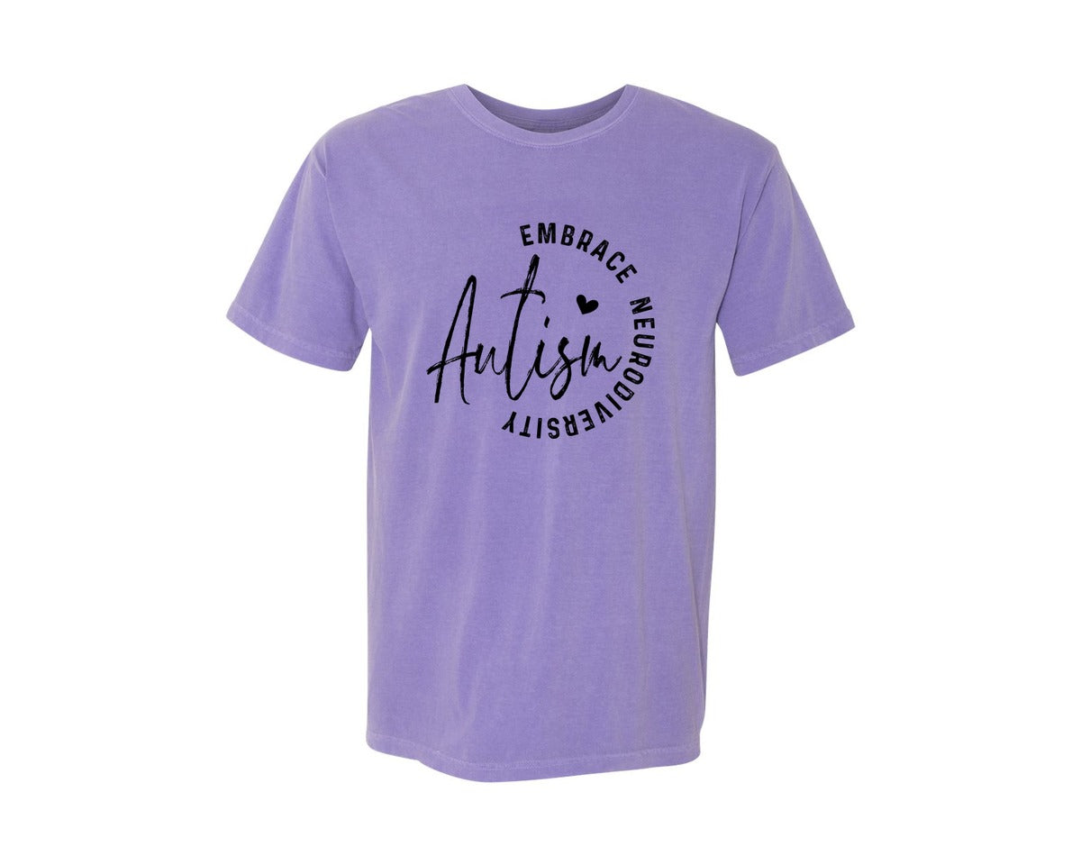brand:Comfort Colors|color:Violet|Embrace Neurodiversity Autism Graphic T-Shirt