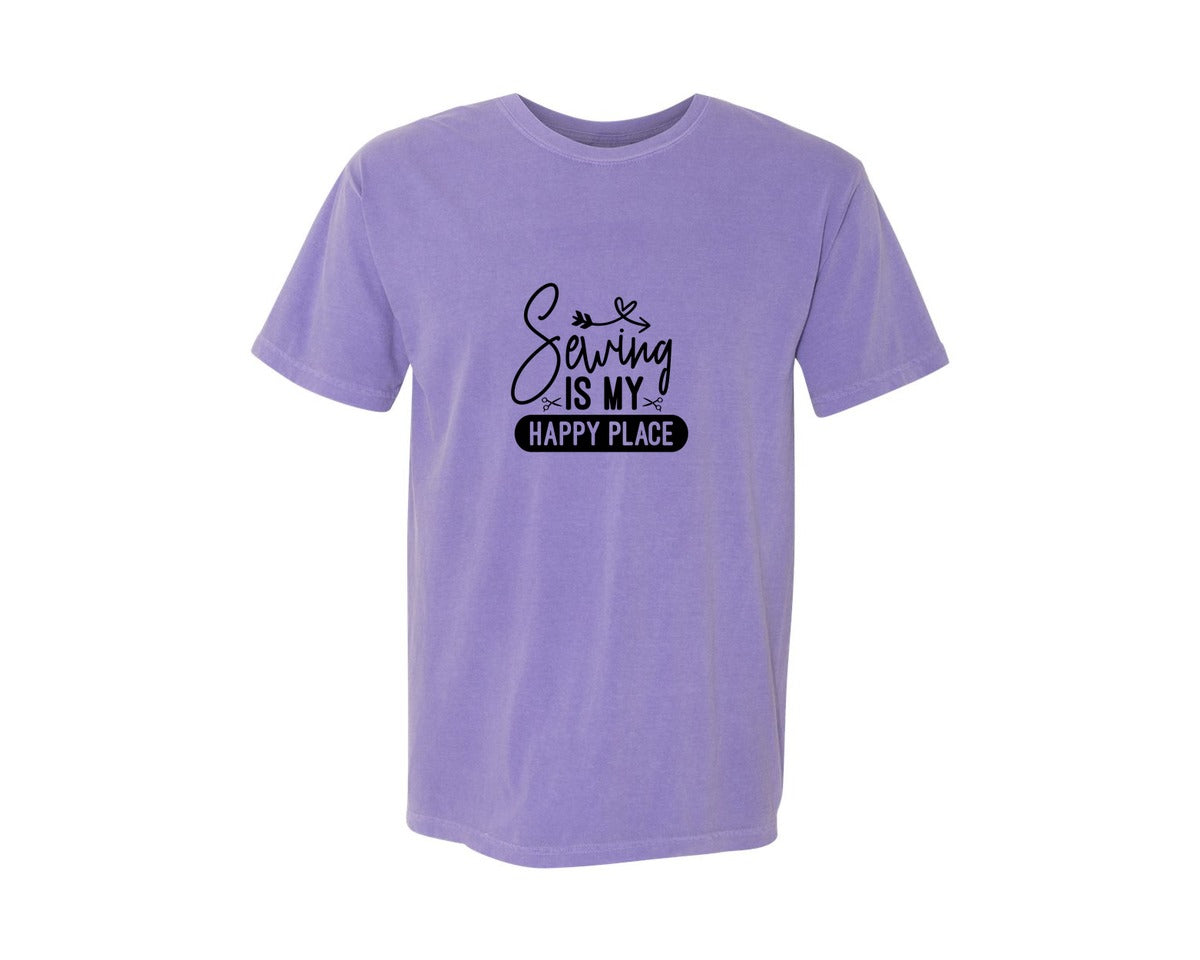 brand:Comfort Colors|color:Violet|Sewing Is My Happy Place 36 Graphic T-Shirt