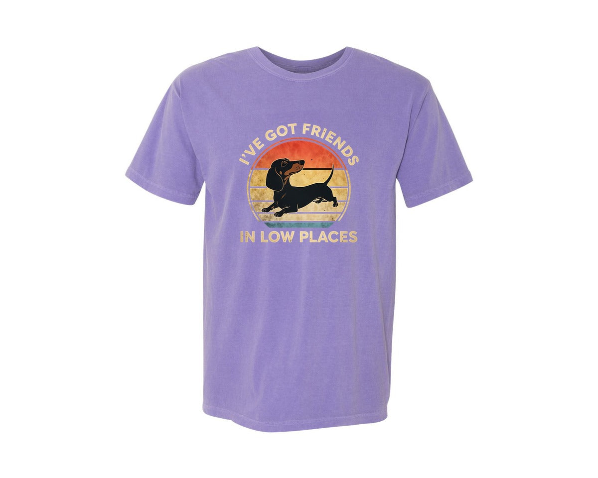 brand:Comfort Colors|color:Violet|Dachshund Ive Got Friends In Low Places 2 Graphic T-Shirt