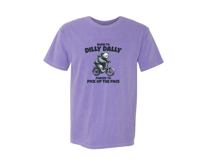 brand:Comfort Colors|color:Violet|Born To Dilly Dally Little Bear Shirt Graphic T-Shirt