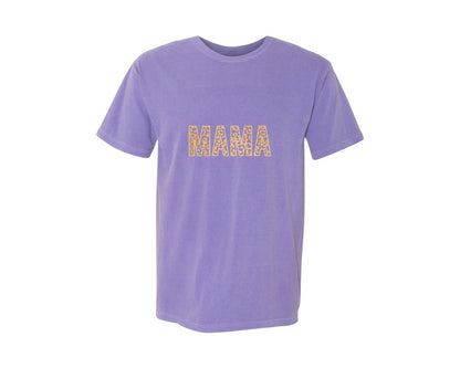 brand:Comfort Colors|color:Violet|Leopard Print Mama Mom Day Graphic T-Shirt