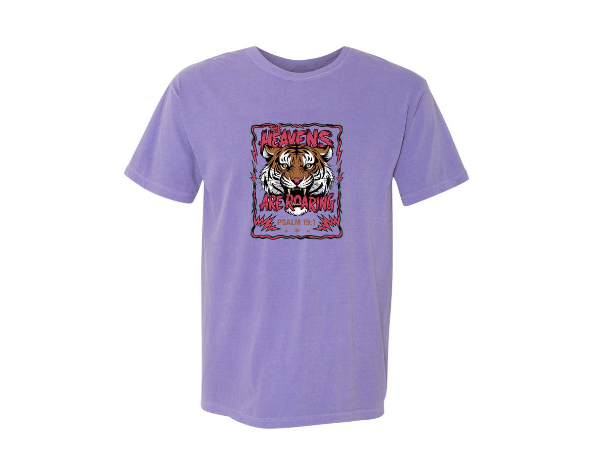 brand:Comfort Colors|color:Violet|Roaring Tiger Psalm 191 File Graphic T-Shirt