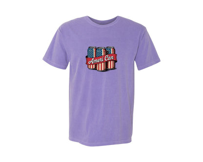 brand:Comfort Colors|color:Violet|4Th Of July Ameri Can Patriotic Graphic T-Shirt
