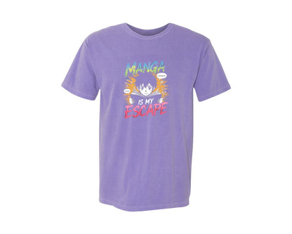 brand:Comfort Colors|color:Violet|Manga Is My Escape T Shirt Graphic T-Shirt