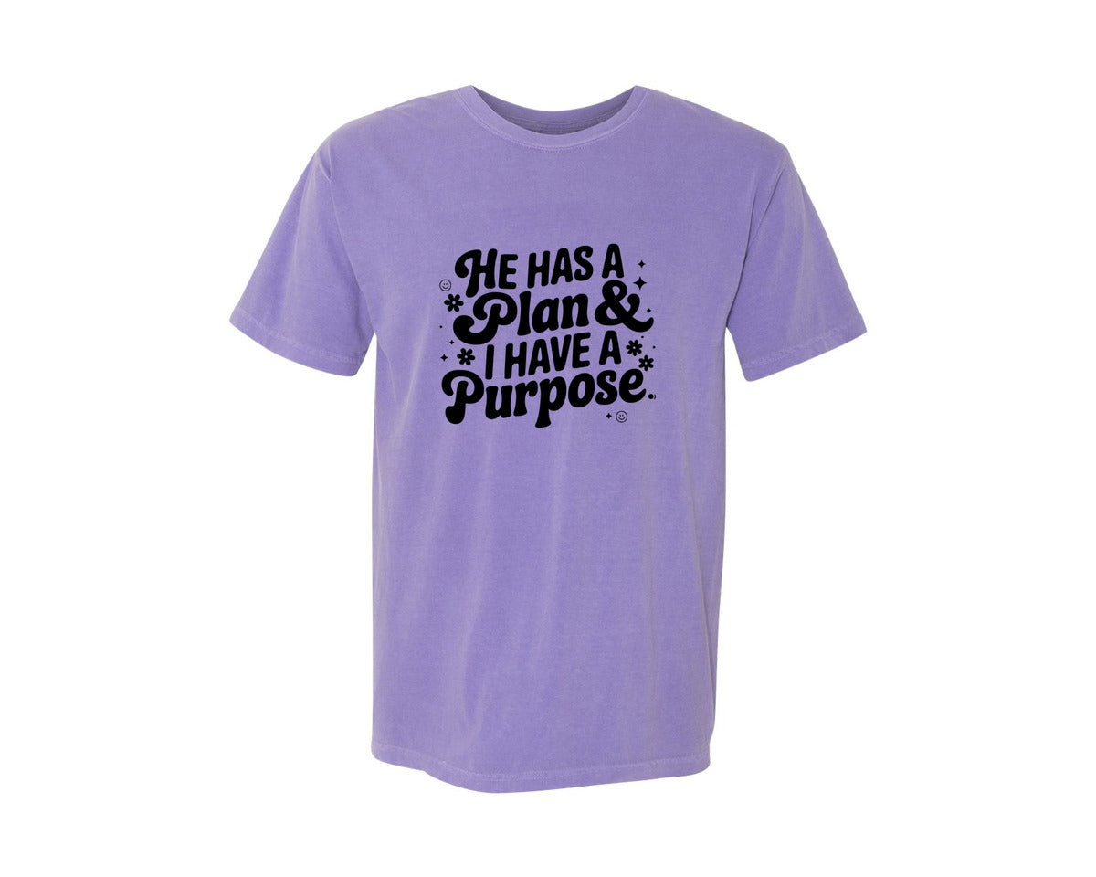 brand:Comfort Colors|color:Violet|He Has A Plan And I Have A Purpose D Graphic T-Shirt