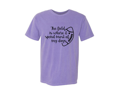 brand:Comfort Colors|color:Violet|Football Mom 103 Graphic T-Shirt