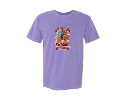 brand:Comfort Colors|color:Violet|American Cowboy Wild West Vintage 2 Graphic T-Shirt