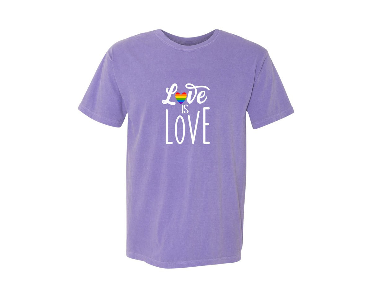 brand:Comfort Colors|color:Violet|Love Is Love T Shirt Graphic T-Shirt