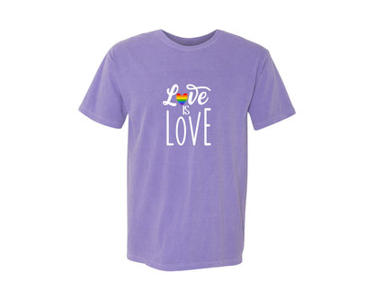 brand:Comfort Colors|color:Violet|Love Is Love T Shirt Graphic T-Shirt