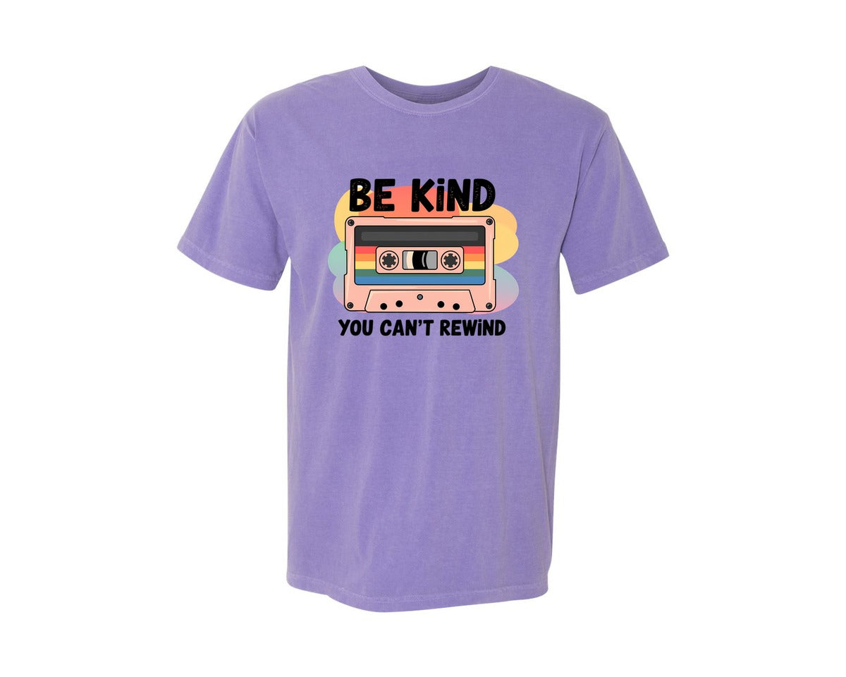 brand:Comfort Colors|color:Violet|Be Kind Retro Cassette Tape 2 Graphic T-Shirt
