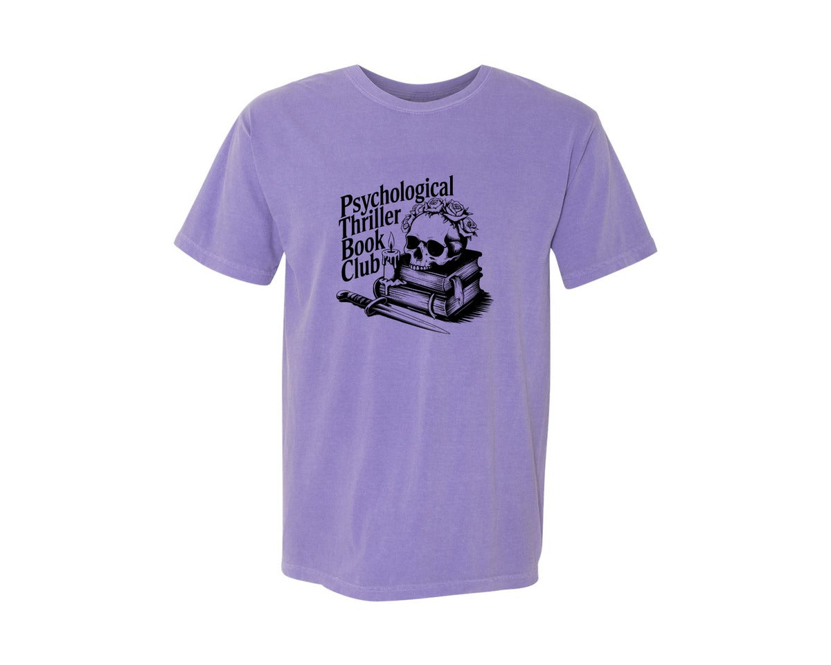 brand:Comfort Colors|color:Violet|Psychological Thriller Book Club T S Graphic T-Shirt
