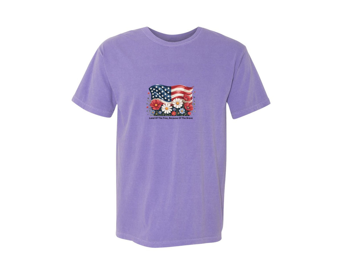 brand:Comfort Colors|color:Violet|Patriotic American Flag 3 Graphic T-Shirt