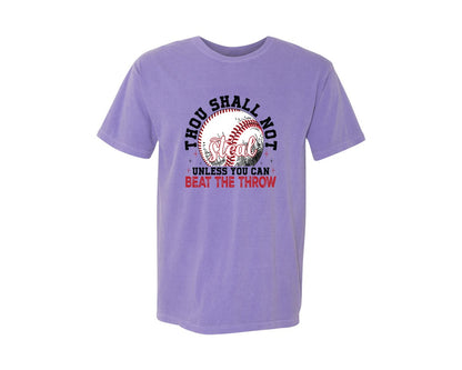 brand:Comfort Colors|color:Violet|Funny Baseball Thou Shall Not Steal Graphic T-Shirt