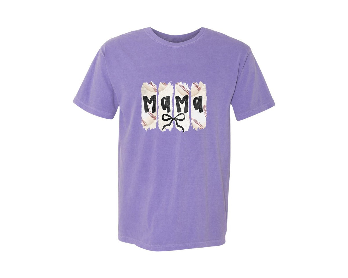 brand:Comfort Colors|color:Violet|Coquette Baseball Mama 2 Graphic T-Shirt