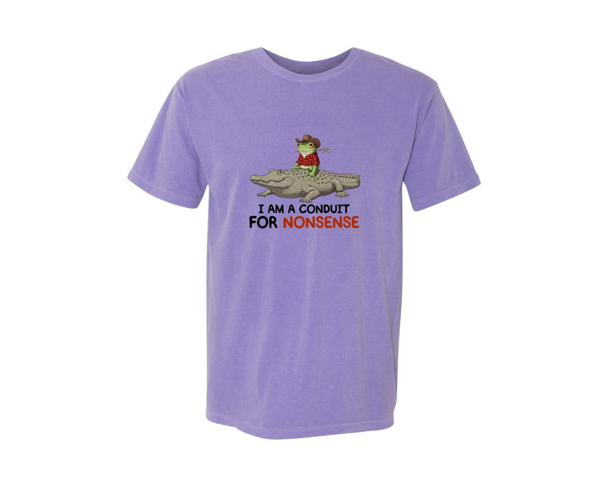 brand:Comfort Colors|color:Violet|I Am A Conduit For Nonsense Frog And All Graphic T-Shirt