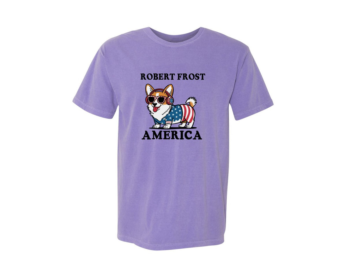 brand:Comfort Colors|color:Violet|Corgi Dog 4Th Of July Graphic T-Shirt