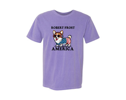 brand:Comfort Colors|color:Violet|Corgi Dog 4Th Of July Graphic T-Shirt