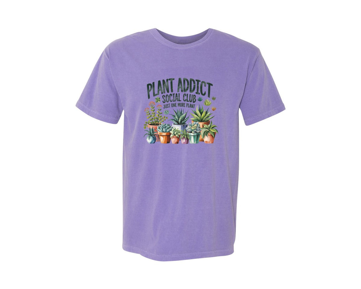 brand:Comfort Colors|color:Violet|Plant Addict Funny 3 Graphic T-Shirt
