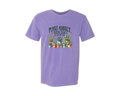 brand:Comfort Colors|color:Violet|Plant Addict Funny 3 Graphic T-Shirt