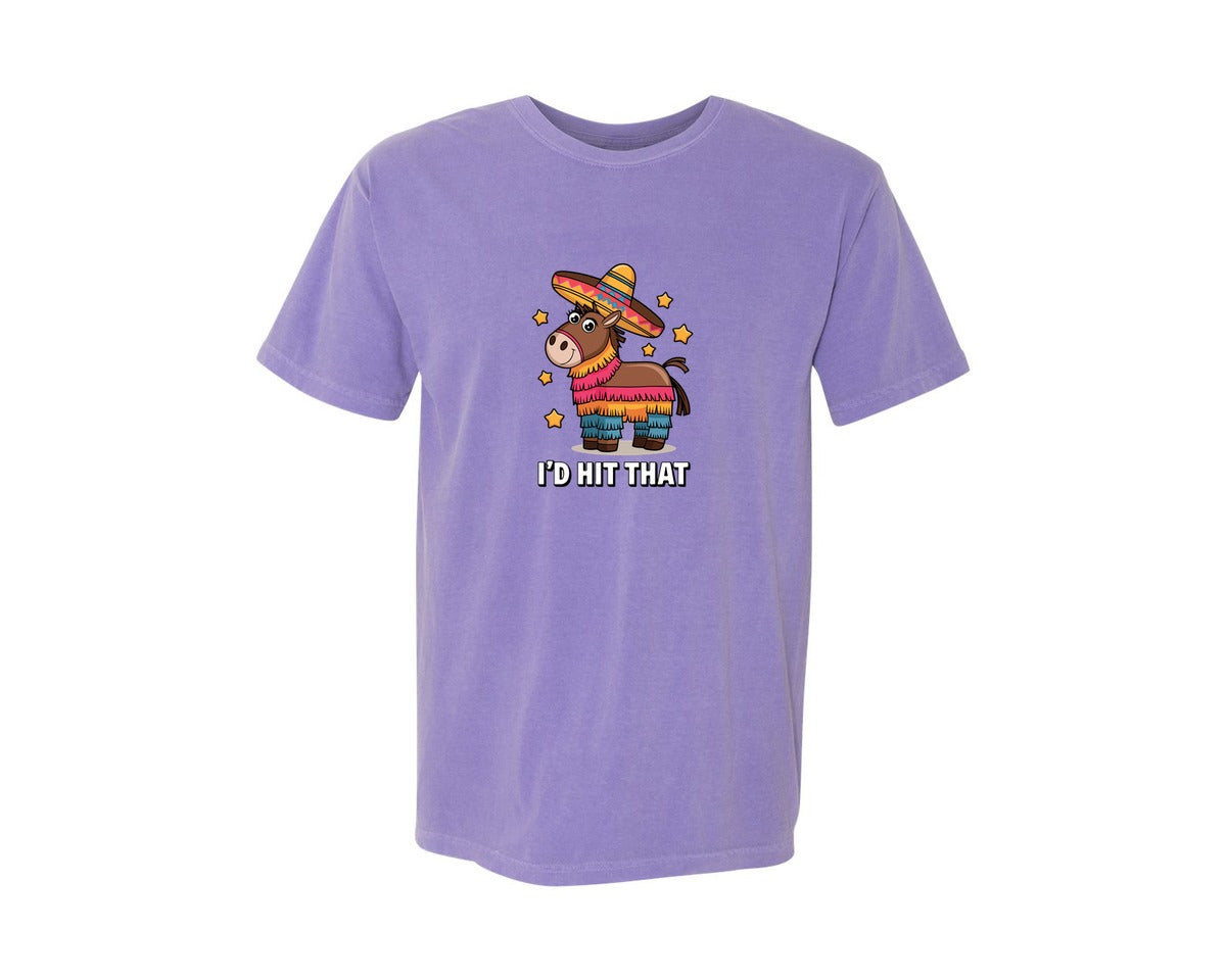 brand:Comfort Colors|color:Violet|Id Hit That Pinata Cinco De Mayo Funny Graphic T-Shirt