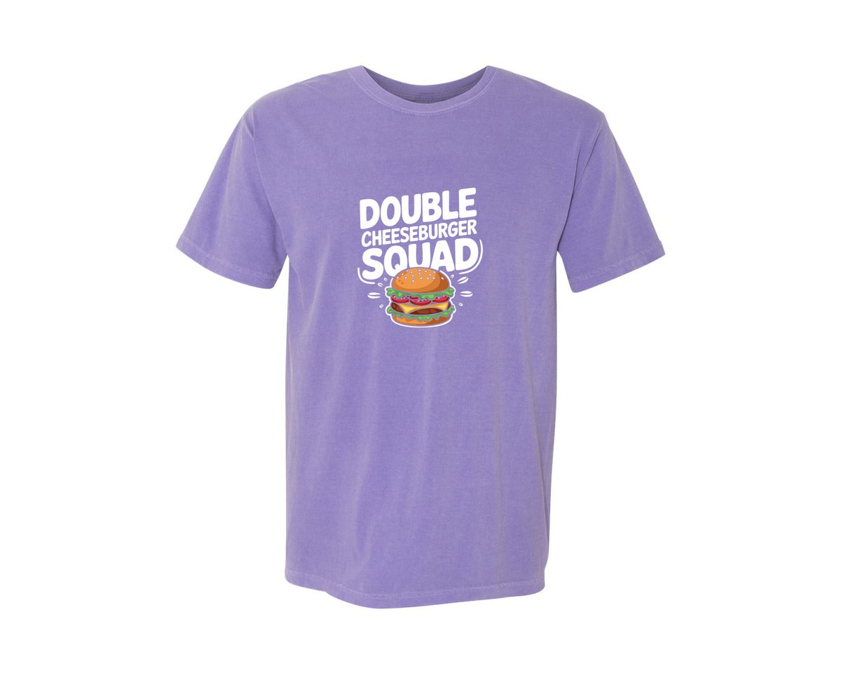 brand:Comfort Colors|color:Violet|Double Cheeseburger Squad T Shirt Design 2 Graphic T-Shirt