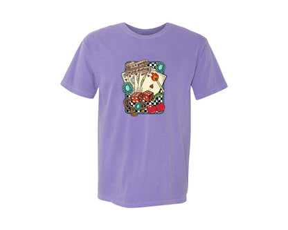 brand:Comfort Colors|color:Violet|Gambling Casino Graphic T-Shirt