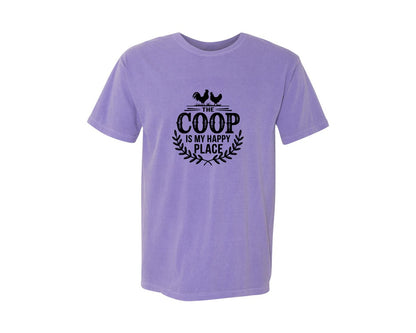 brand:Comfort Colors|color:Violet|The Coop Is My Happy Place T Shirt Desig Graphic T-Shirt