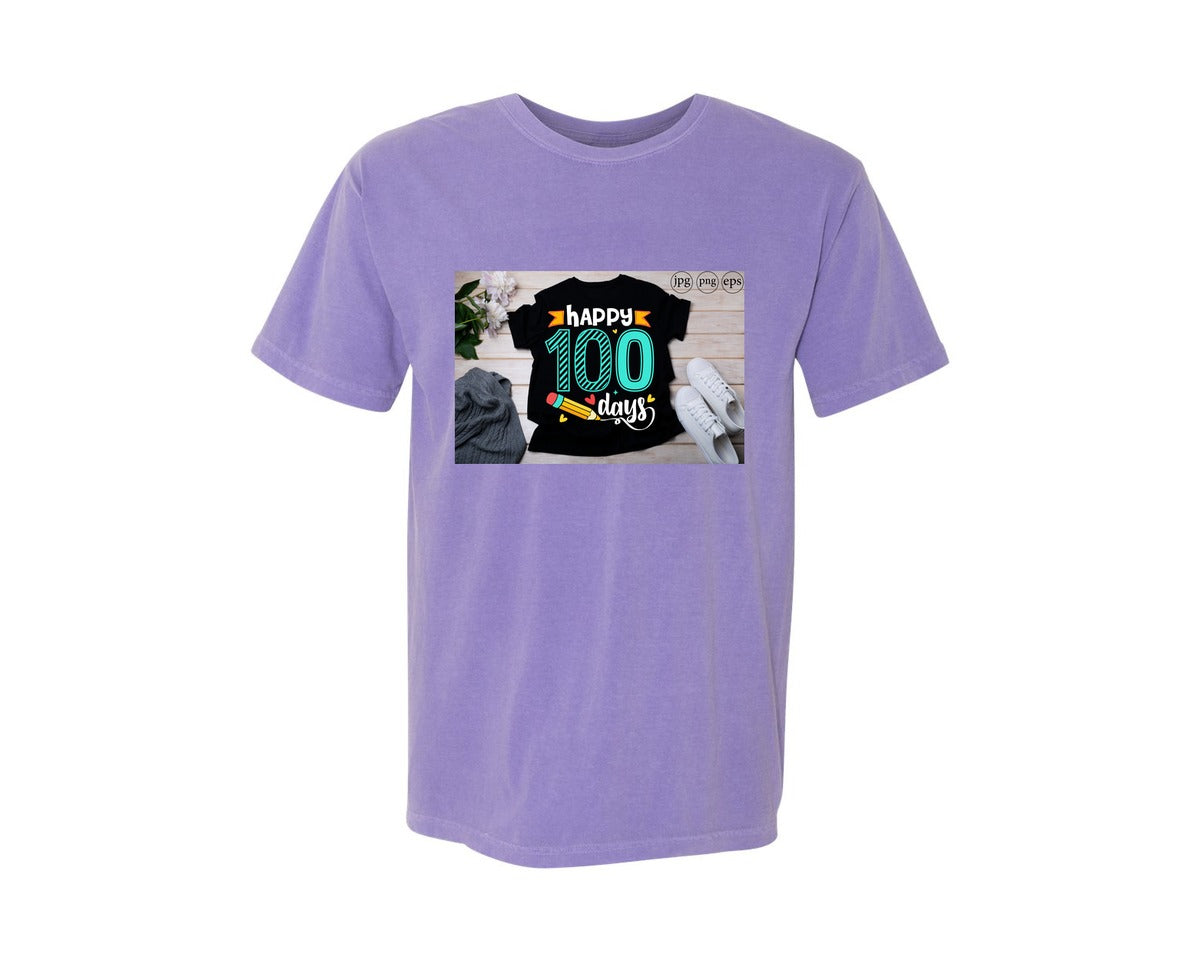 brand:Comfort Colors|color:Violet|100 Days Of School Shirt 10 Graphic T-Shirt