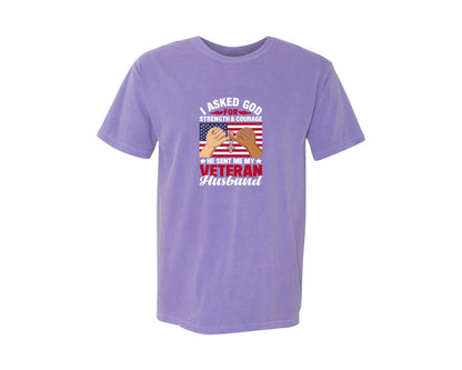 brand:Comfort Colors|color:Violet|Vietnam Veteran Husband T Shirt Graphic T-Shirt