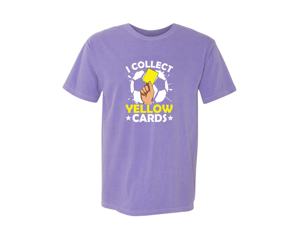 brand:Comfort Colors|color:Violet|I Collect Yellow Cards Soccer T Shirt Graphic T-Shirt