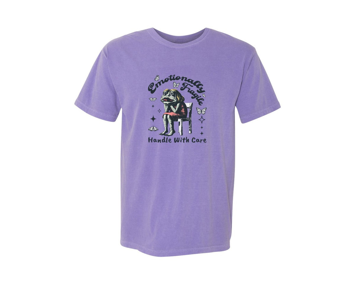 brand:Comfort Colors|color:Violet|Frog Woman With Tears Emotionally Shirt Graphic T-Shirt